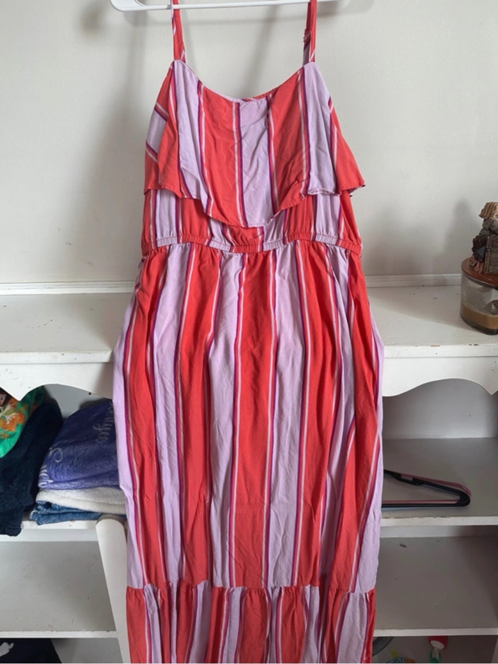Women’s Striped Ruffle Maxi Dress